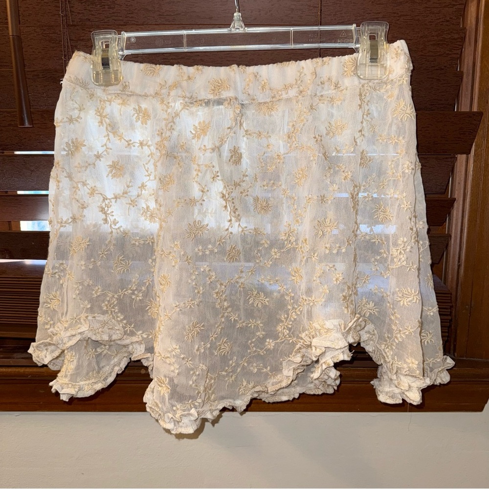 NWT $68 Anthropologie Ivory-Colored Lace Detailing Mini Pull-On Skirt XS - Picture 4 of 9